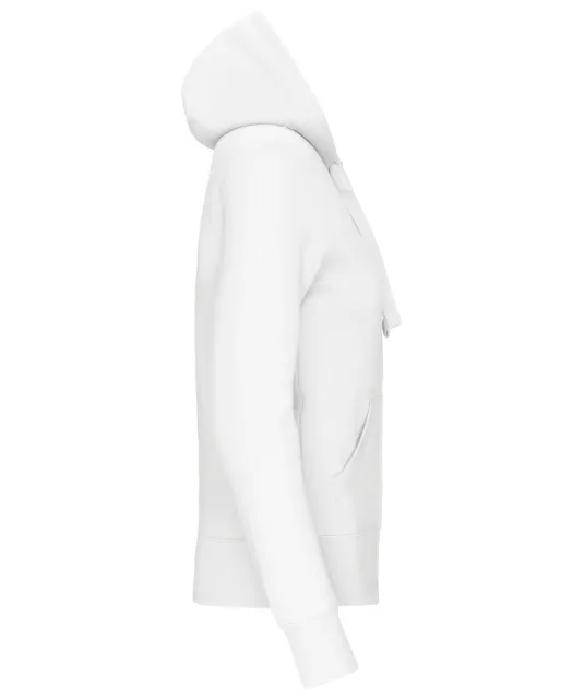 K464 - Damessweater met rits en capuchon White