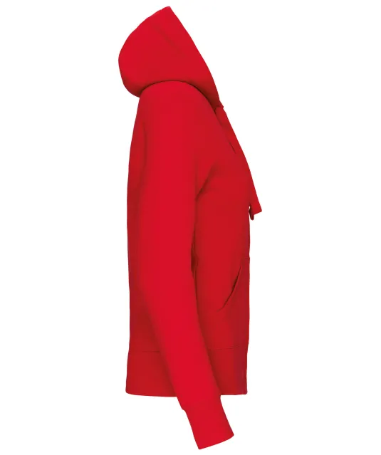 K464 - Damessweater met rits en capuchon Red