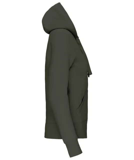 K464 - Damessweater met rits en capuchon Dark Khaki