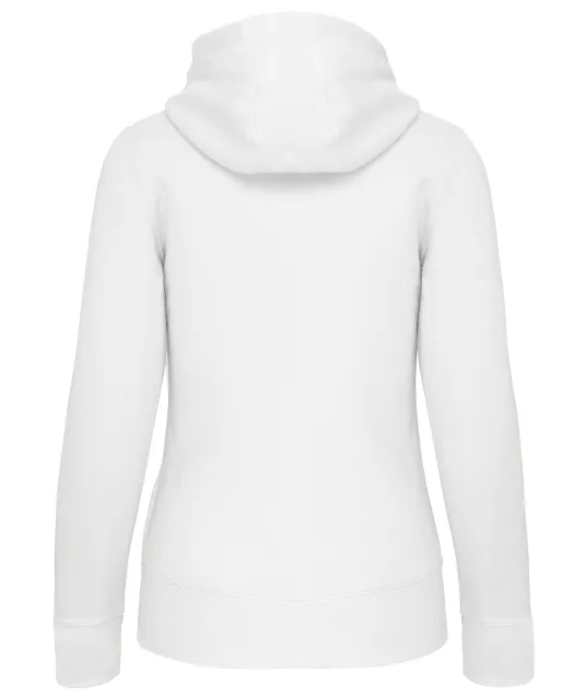 K464 - Damessweater met rits en capuchon White