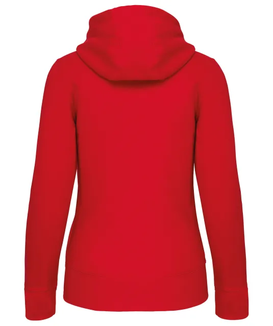 K464 - Damessweater met rits en capuchon Red