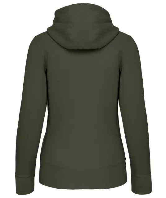 K464 - Damessweater met rits en capuchon Dark Khaki