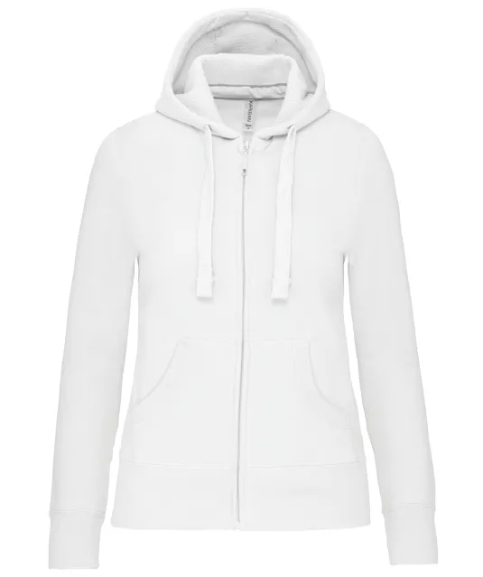 K464 - Damessweater met rits en capuchon White