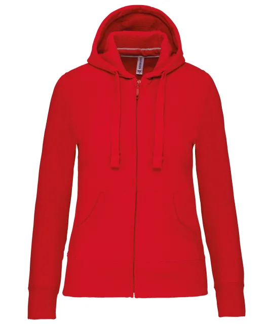 K464 - Damessweater met rits en capuchon Red