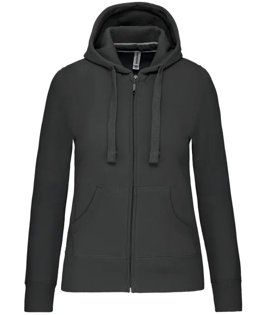 K464 - Damessweater met rits en capuchon Dark Grey