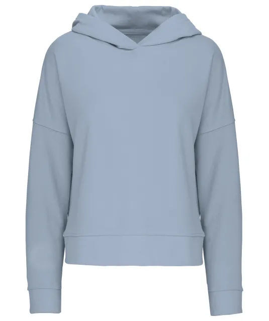 K494 - Bio lounge damessweater met capuchon Aquamarine