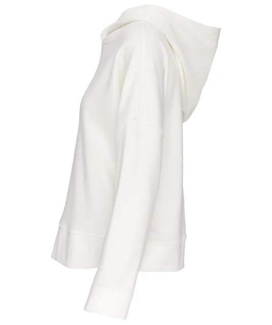 K494 - Bio lounge damessweater met capuchon Off White