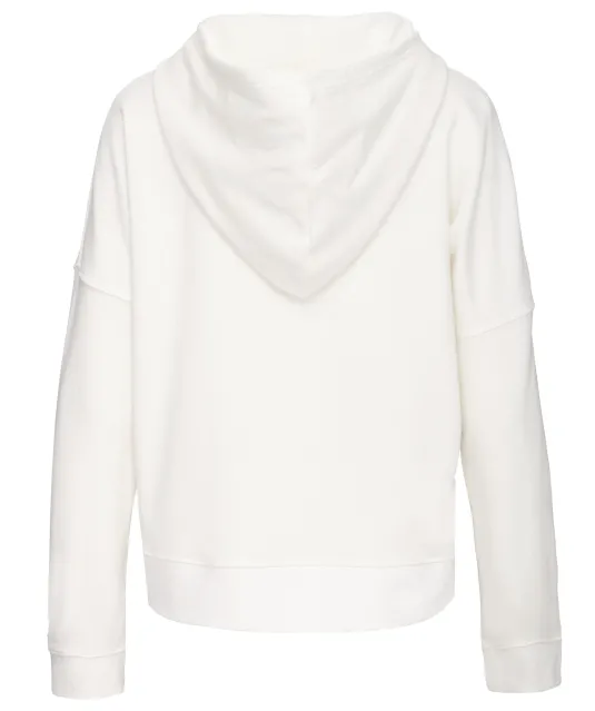 K494 - Bio lounge damessweater met capuchon Off White