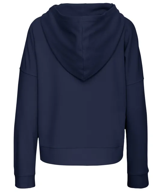 K494 - Bio lounge damessweater met capuchon Navy