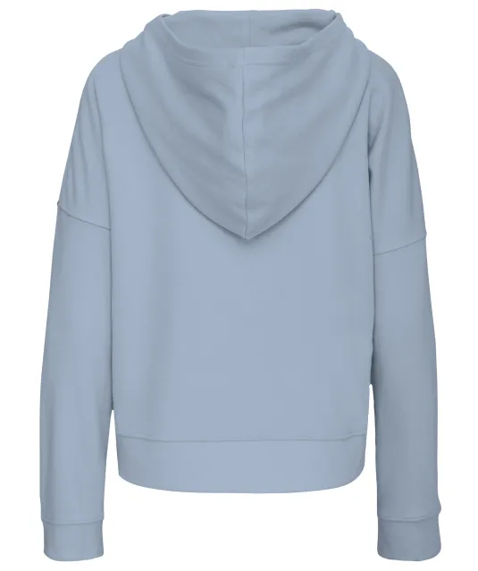 K494 - Bio lounge damessweater met capuchon Aquamarine