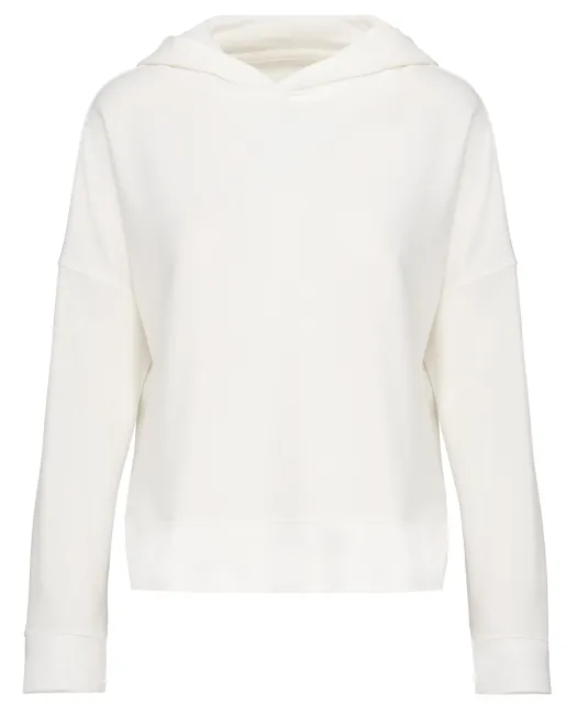 K494 - Bio lounge damessweater met capuchon Off White