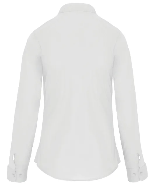 K514 - Damesblouse met "Mao" kraag lange mouwen White