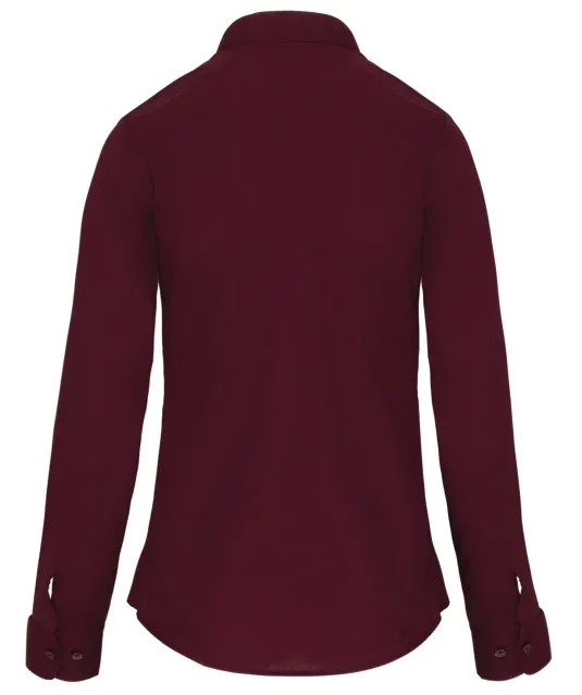 K514 - Damesblouse met "Mao" kraag lange mouwen Wine