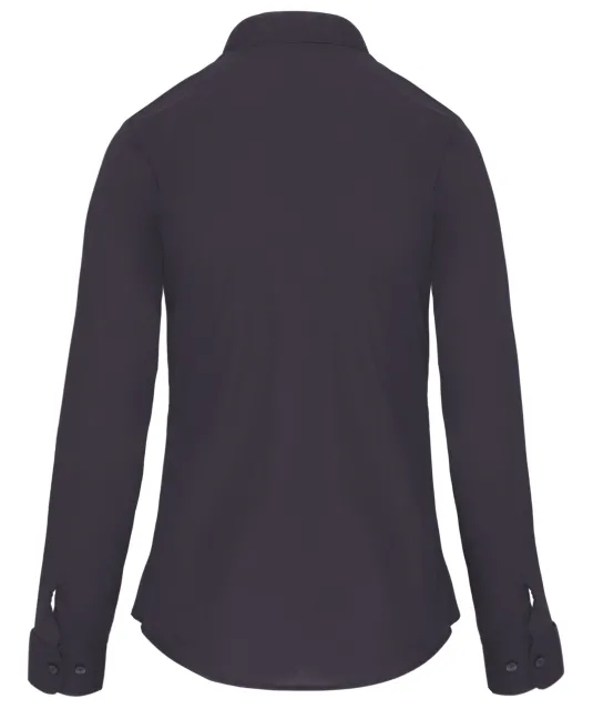 K514 - Damesblouse met "Mao" kraag lange mouwen Zinc