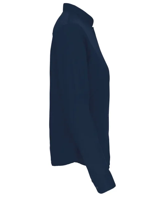 K514 - Damesblouse met "Mao" kraag lange mouwen Navy