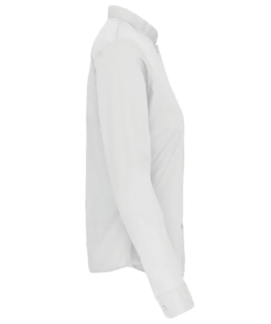 K514 - Damesblouse met "Mao" kraag lange mouwen White