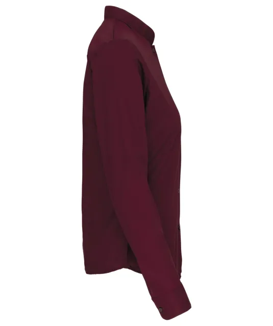 K514 - Damesblouse met "Mao" kraag lange mouwen Wine