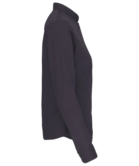 K514 - Damesblouse met "Mao" kraag lange mouwen Zinc