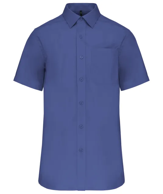 K543 - Heren poplin overhemd korte mouwen Cobalt Blue
