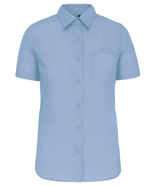 K544 - Dames Poplin Blouse Korte Mouwen Bright Sky