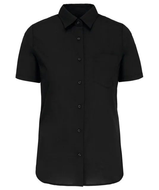 K544 - Dames Poplin Blouse Korte Mouwen Black