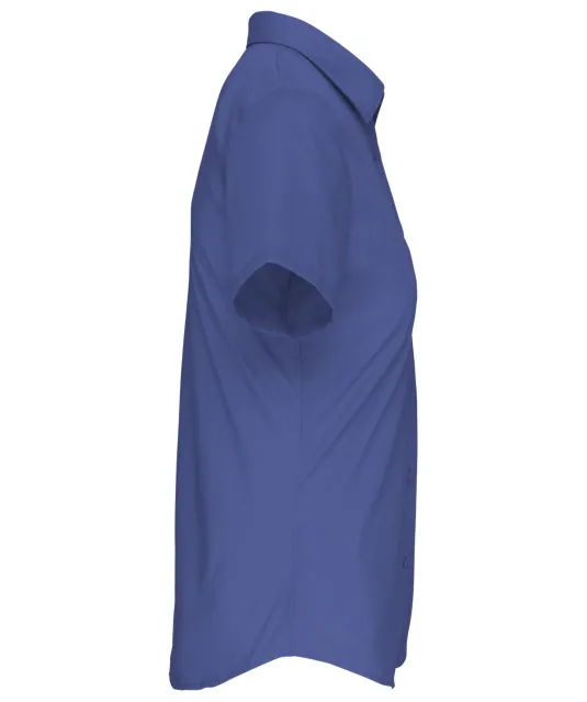 K544 - Dames Poplin Blouse Korte Mouwen Cobalt Blue