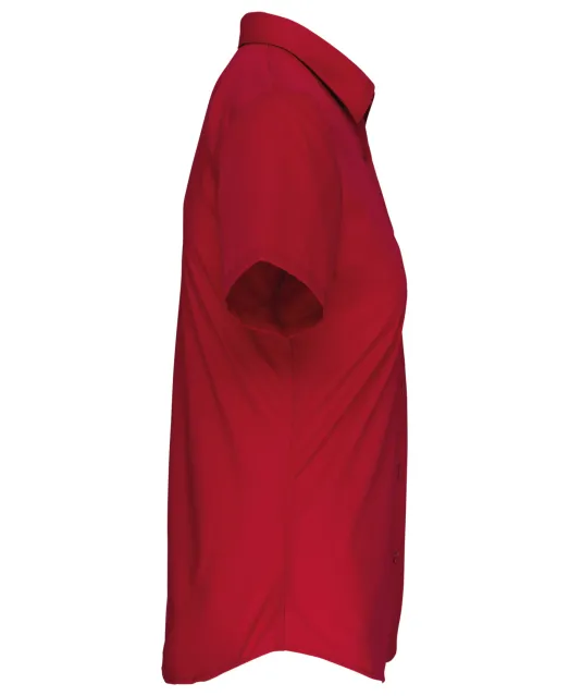K544 - Dames Poplin Blouse Korte Mouwen Classic Red
