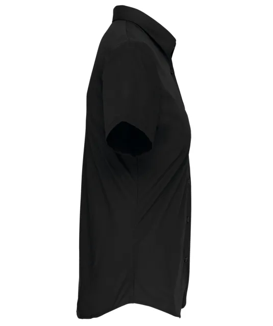 K544 - Dames Poplin Blouse Korte Mouwen Black