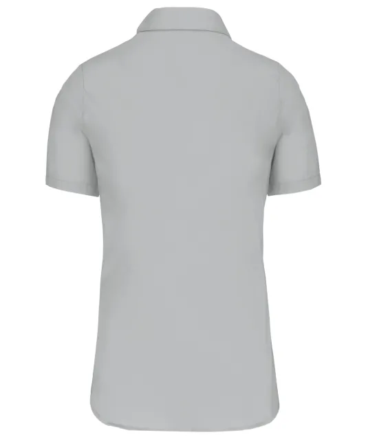 K544 - Dames Poplin Blouse Korte Mouwen Snow Grey