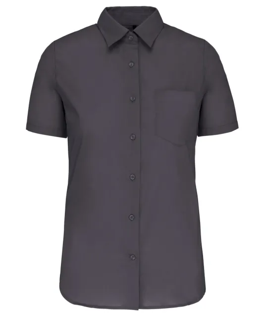 K544 - Dames Poplin Blouse Korte Mouwen Zinc