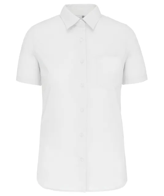K544 - Dames Poplin Blouse Korte Mouwen White