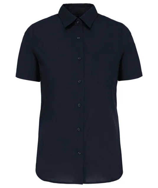 K544 - Dames Poplin Blouse Korte Mouwen Navy