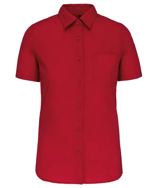 K544 - Dames Poplin Blouse Korte Mouwen Classic Red
