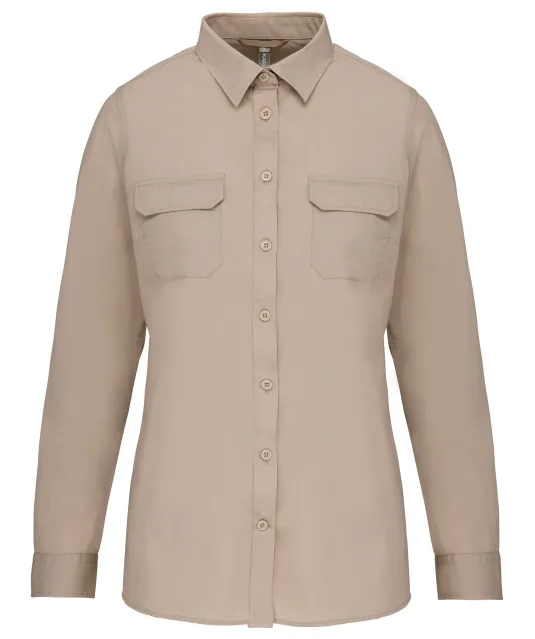 K591 - Damesoverhemd safari lange mouwen Beige