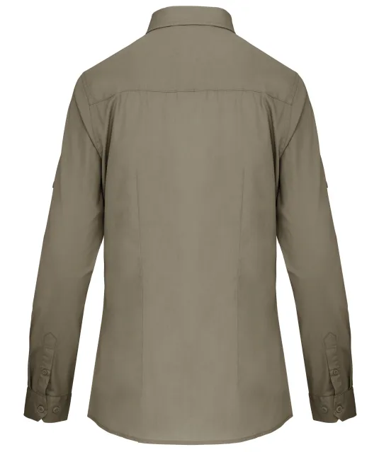 K591 - Damesoverhemd safari lange mouwen Light khaki