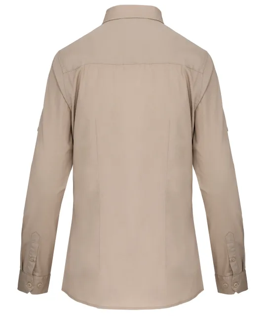 K591 - Damesoverhemd safari lange mouwen Beige