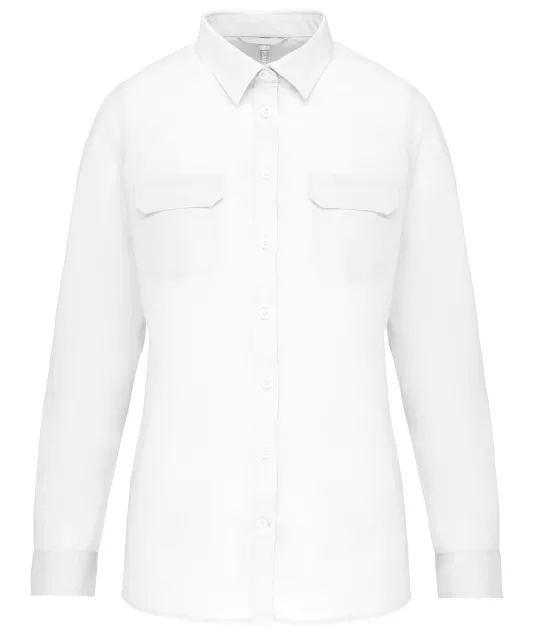 K591 - Damesoverhemd safari lange mouwen White