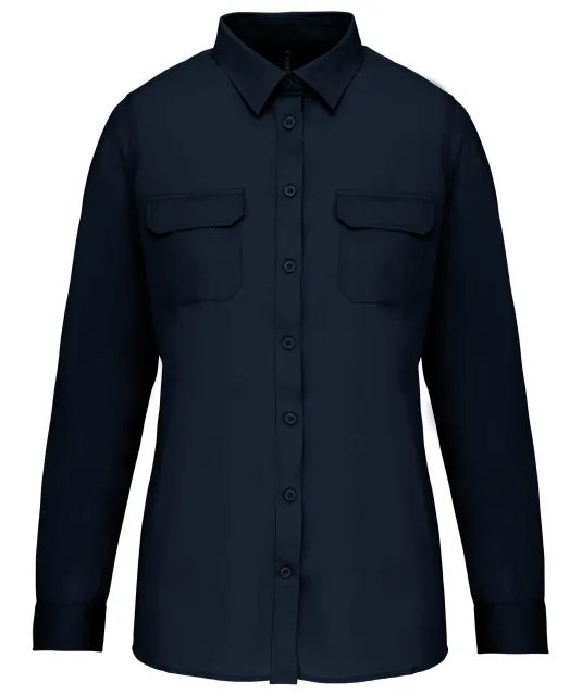 K591 - Damesoverhemd safari lange mouwen Navy