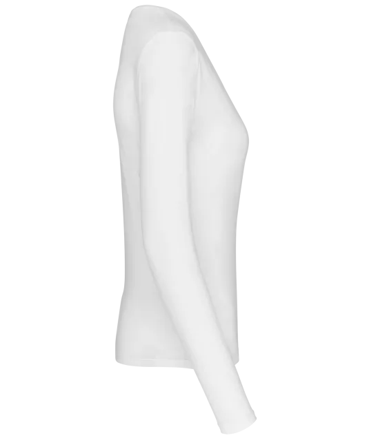K382 - Dames t-shirt V-hals lange mouwen White