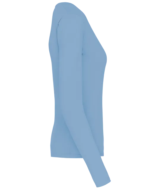 K382 - Dames t-shirt V-hals lange mouwen Sky Blue