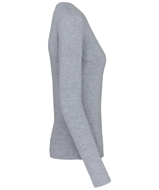 K382 - Dames t-shirt V-hals lange mouwen Oxford Grey