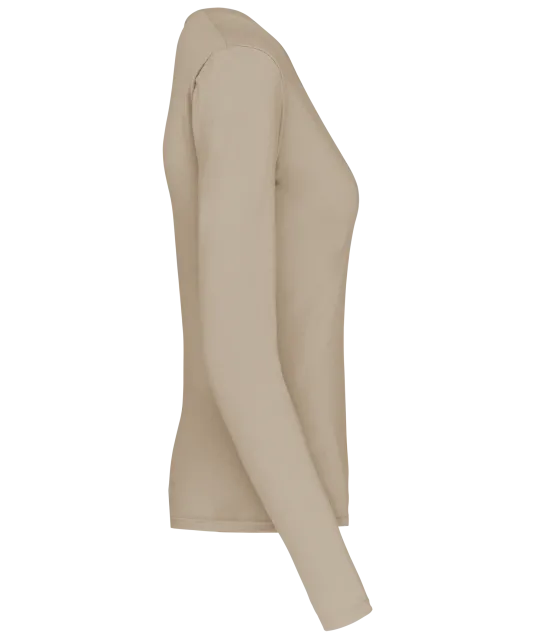 K382 - Dames t-shirt V-hals lange mouwen Light Sand