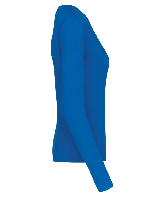 K382 - Dames t-shirt V-hals lange mouwen Light Royal Blue
