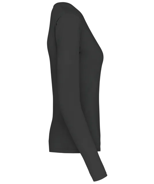 K382 - Dames t-shirt V-hals lange mouwen Dark Grey