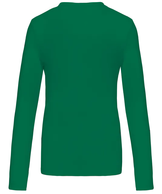 K382 - Dames t-shirt V-hals lange mouwen Kelly Green