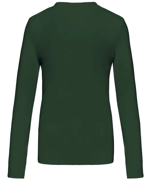 K382 - Dames t-shirt V-hals lange mouwen Forest Green