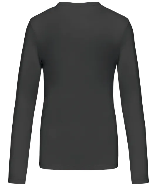 K382 - Dames t-shirt V-hals lange mouwen Dark Grey