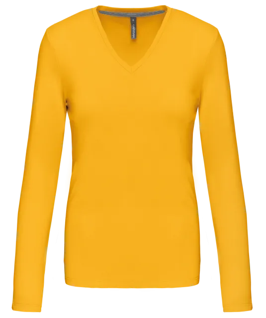 K382 - Dames t-shirt V-hals lange mouwen Yellow