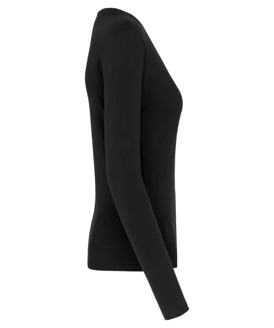 K382 - Dames t-shirt V-hals lange mouwen Black