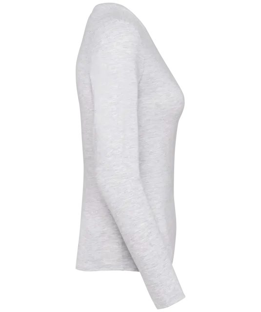 K382 - Dames t-shirt V-hals lange mouwen Ash Heather